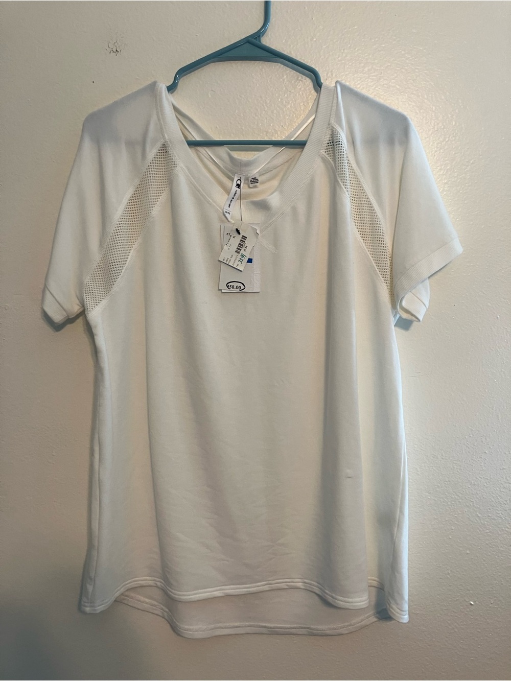 Cable & Gauge White Short Sleeve Mesh Panel Tee